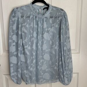 White House Black Market Light Blue Floral Sheer Blouse with Tank Size Medium